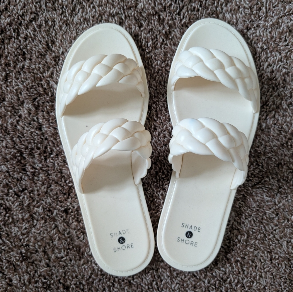 Shade & Shore Cream Braided Women's Sandals
